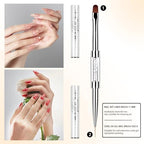 Dual ended nail brush with stainless steel spatula end exposed