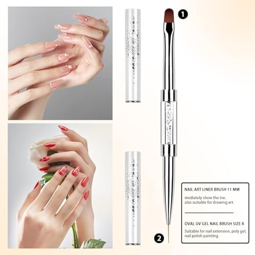 Dual ended nail brush with stainless steel spatula end exposed