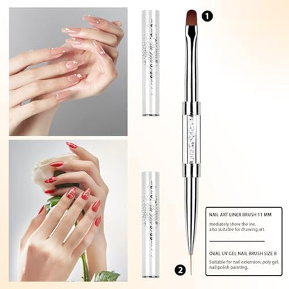 Dual ended nail brush with stainless steel spatula end exposed
