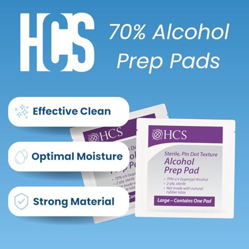 Individually wrapped sterile 70 percent isopropyl alcohol wipes for injections