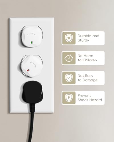 Rotating outlet plug cover mechanism showing red and green status.