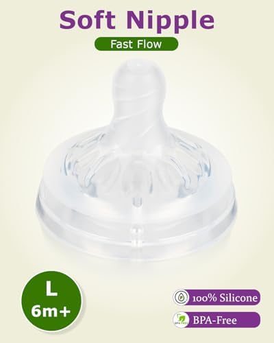 Close-up view of size 5 fast flow replacement teat showing the flexible anti-colic ventilation system.