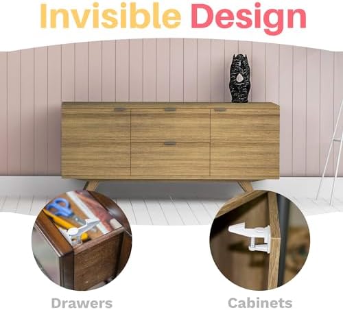 Inaya child safety cabinet locks showing adhesive backing