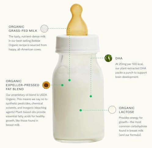 Side view of Bobbie organic baby formula detailing safety standards and Clean Label certification.