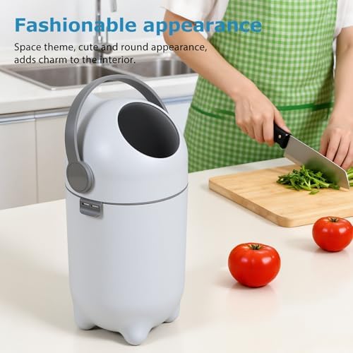 White plastic 15 liter diaper disposal container side profile