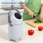 White plastic 15 liter diaper disposal container side profile
