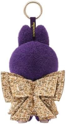 Close up of Labubu X Pronounce vinyl face and purple fur
