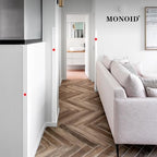 Monoid edge protector applied to a wooden table corner