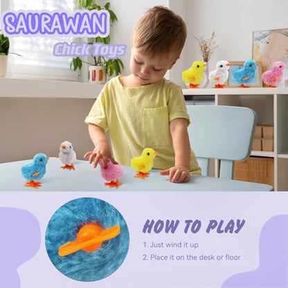 SAURAWAN manual battery free chicken toys with bright orange plastic feet ready to hop