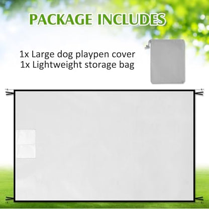 Patelai dog pen accessory displaying side storage pockets with toys and leash.