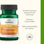 Side panel of Swanson beta-carotene supplement showing ingredients