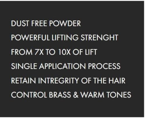 Back label of Hair Bar NYC Blond Plex Extreme Lifting 10X Levels powder showcasing usage guidelines