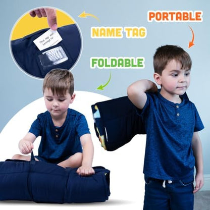 Klevly preschool nap mat showing the durable stitching and premium padded bottom cushioning