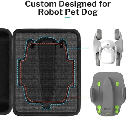Premium odorless felt travel case open with designated slots for AI robotic companion toys.