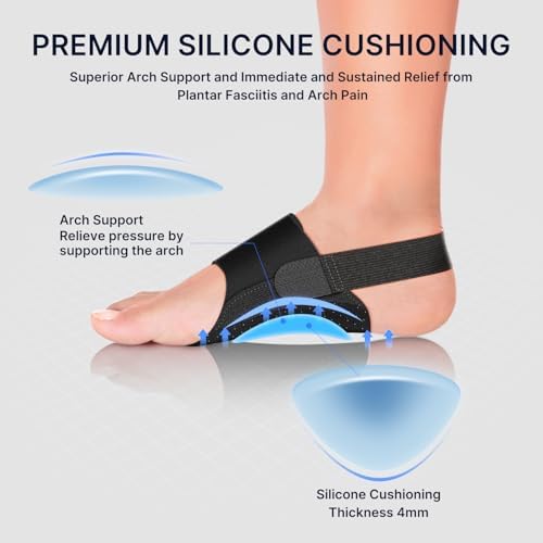 Close up of the interior gel pads on Fit Geno arch support bands for foot pain relief.