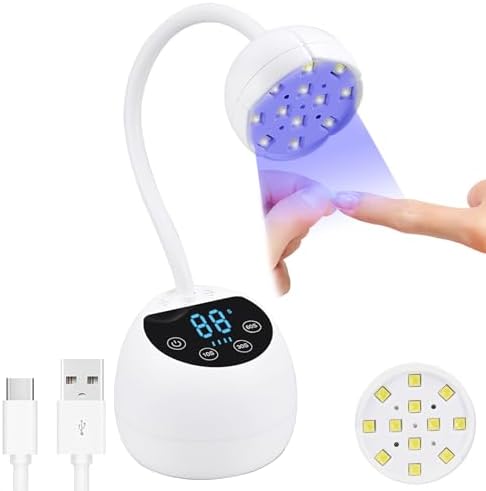 PHAIN cordless gel nail dryer showing touch lcd display and timer buttons