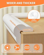 Close up of L-shaped air buffering foam edge guard for tables