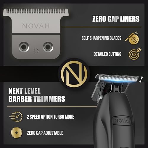 NOVAH Grooming cordless barber trimmer showcasing the high definition LED display screen