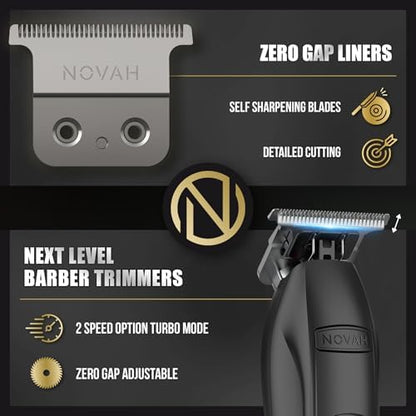 NOVAH Grooming cordless barber trimmer showcasing the high definition LED display screen