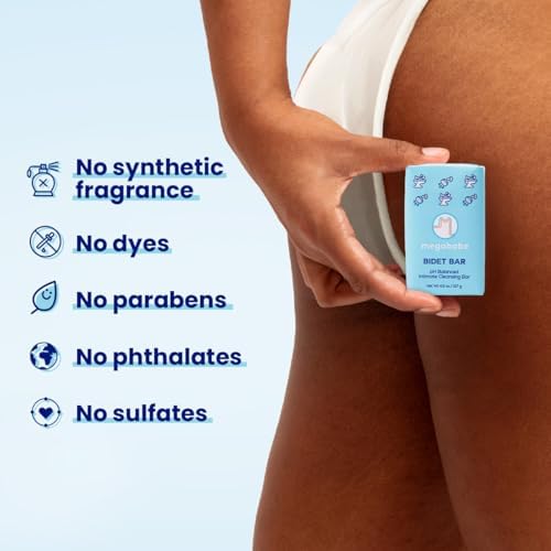 Megababe Bidet Bar eco friendly packaging for imported feminine wash.