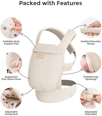 Parent wearing Momcozy ergonomic carrier showing hands-free comfort