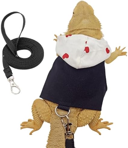 Copfeu lizard clothes with leash white front view premium reptile hoodie apparel.