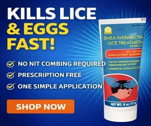 Back of Marca Shea Ivermectin Lice Treatment bottle showing directions