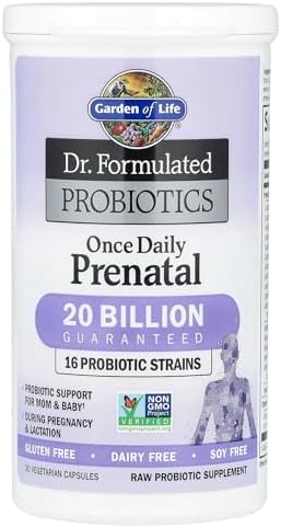 Once daily prenatal probiotic with Bifidobacteria and prebiotic fibre for gut immune support