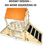 OtterPets Extra Large Bunny Hideout, Cozy Rabbit Castle with Fleece Mats, Wooden Rabbit Hideout, Bunny House Indoor Indoor, Chinchilla, Guinea Pig House (Pet Safe Wood Joints) - Image 5