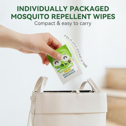 Bulk pack of sixty pieces Flodteek natural insect protection wipes arranged for outdoor travel prep