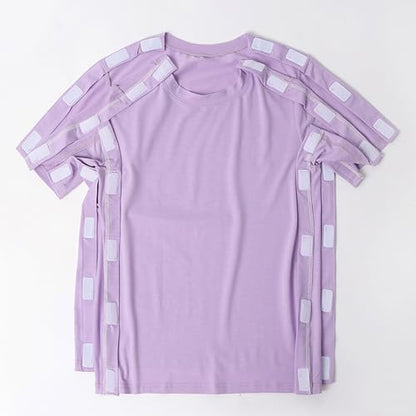 Adaptive recovery shirt with hook-and-loop shoulder closures for medical access