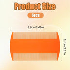 Metal nit removal tool with fine teeth for head lice treatment.