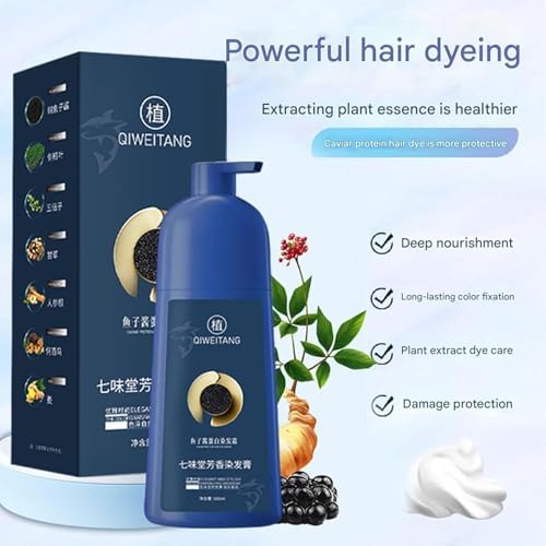 Plant-based hair coloring cream pump bottle displaying dark brown shade variant