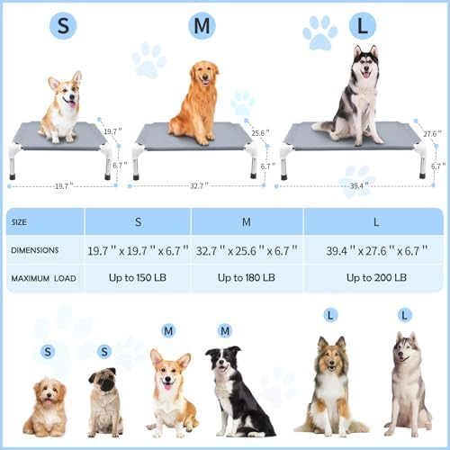 Elevated Cooling Dog Bed, Raised Outdoor Dog Bed for Medium Dogs, Portable Pet Cots with No-Slip Rubber Feet, Double Layer Polyester Cotton - Image 5