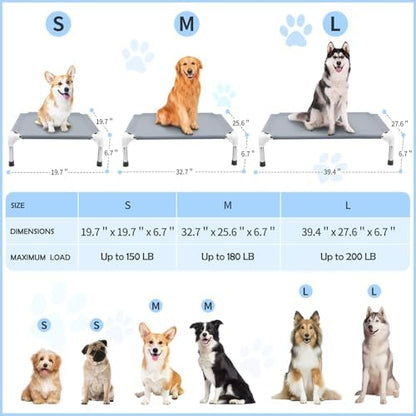 Elevated Cooling Dog Bed, Raised Outdoor Dog Bed for Medium Dogs, Portable Pet Cots with No-Slip Rubber Feet, Double Layer Polyester Cotton - Image 5