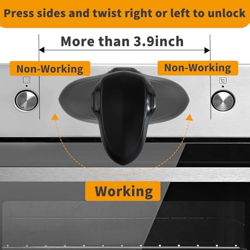 Black stove knob safety guards installed on a gas range