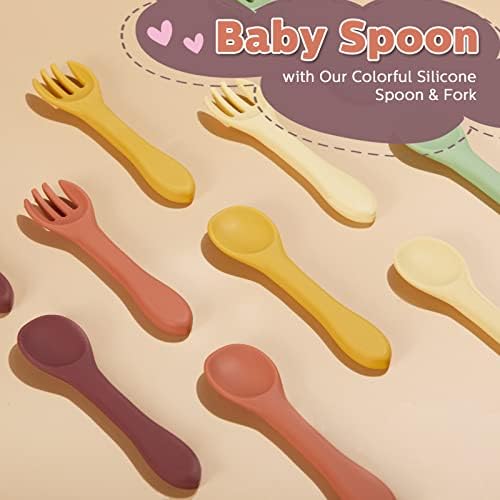 Nuenen colorful baby training utensils being washed to showcase the stain resistant and dishwasher safe material