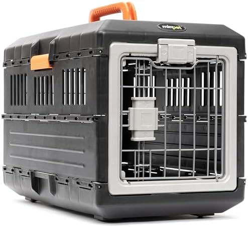 Mirapet portable dog crate side view showing three hundred and sixty degree ventilation