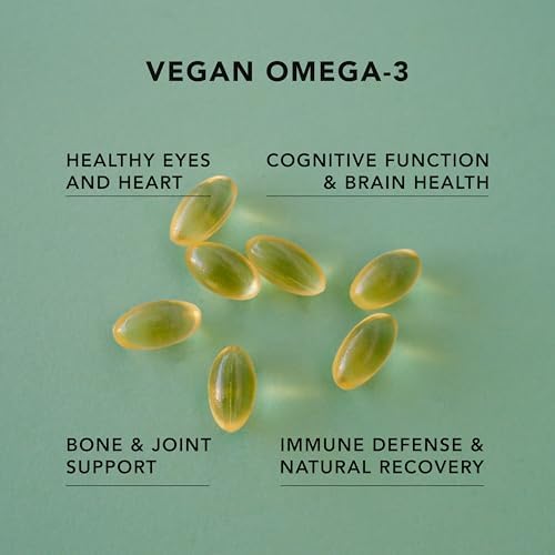 Close-up of Amandean plant based omega 3 softgels in natural triglyceride form