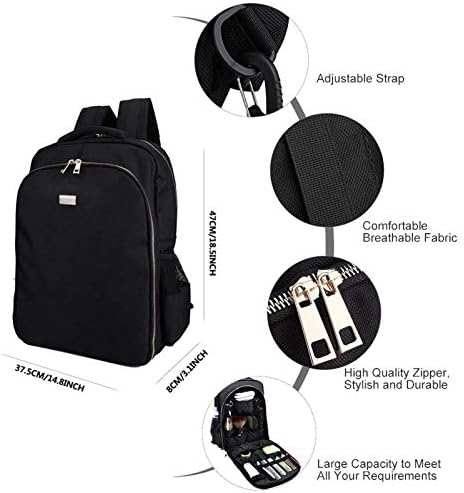 NADAENMF hairstylist clipper backpack rear view illustrating the padded adjustable shoulder harness.