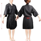 Black kimono style hair stylist smock set