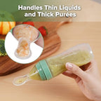 Packaging of the authentic Haakaa silicone baby food dispensing spoon feeder for four months plus babies.