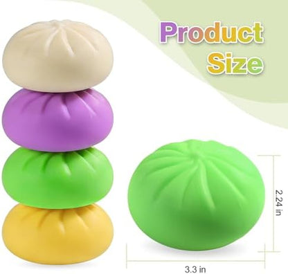 Purple slow rising bun squeeze toy being compressed in a hand for anxiety relief.