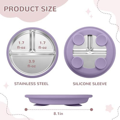 Spmktqk three pack divided toddler plates in a row