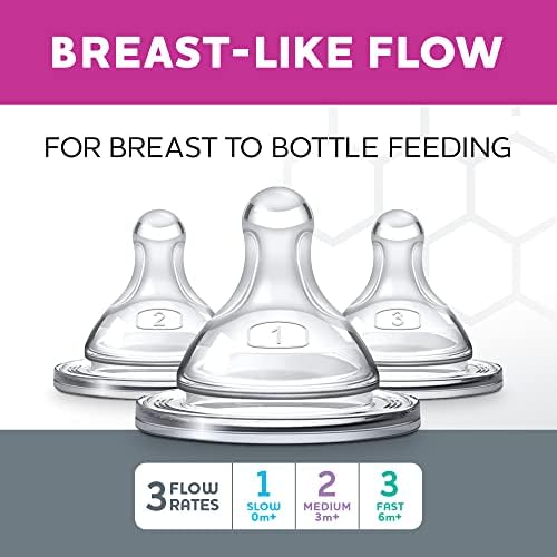 Two pack of clear medical-grade silicone Chicco baby bottle nipples imported from USA