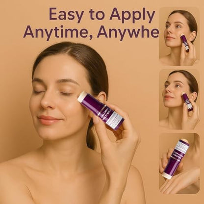 Maggidea anti-wrinkle calcium volume balm stick showing texture and purple packaging