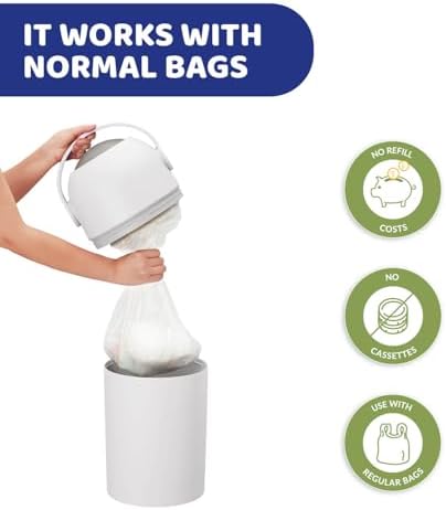 Chicco white nappy bin compact design