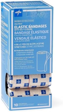 Individually wrapped Medline elastic bandages for hygienic first aid storage.