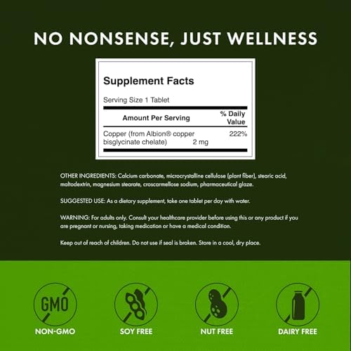 Swanson Albion Copper chelate 300 tablets 2 pack
