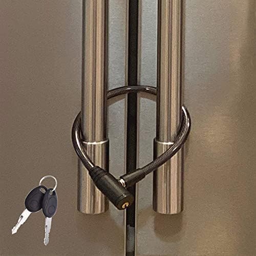 Urban August black refrigerator lock installed on French door fridge